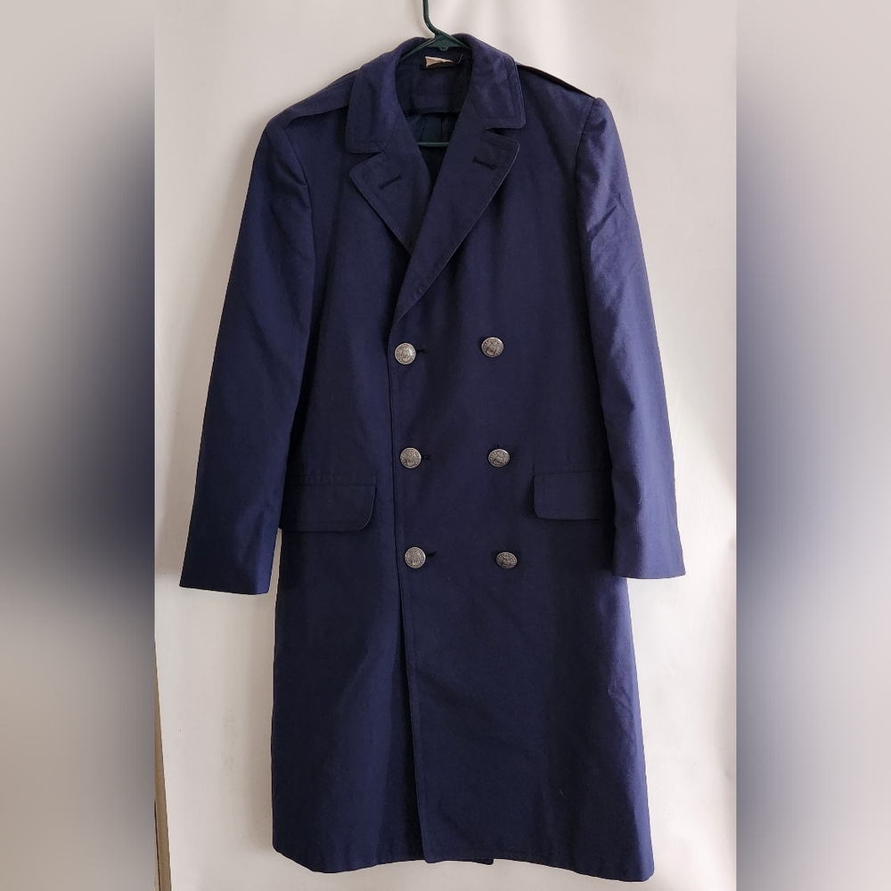 Vintage Military Airforce Blue 1549 Doublebreasted OverCoat Size 35R